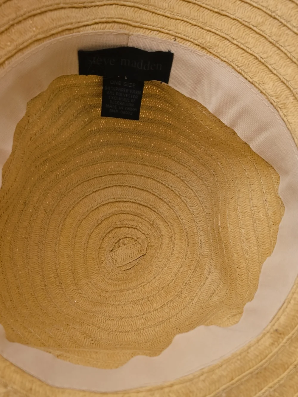 Steve Madden  Wide Brim Straw Sun Hat with Shell Trim - Beige